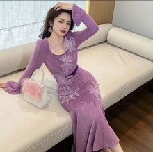 Load image into Gallery viewer, Lilac Bloom Knitted Dress
