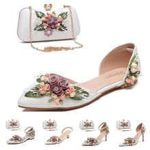 Load image into Gallery viewer, Matching Floral Clutch Heels & Handbag