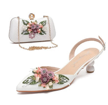 Load image into Gallery viewer, Matching Floral Clutch Heels & Handbag