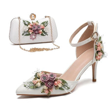 Load image into Gallery viewer, Matching Floral Clutch Heels & Handbag