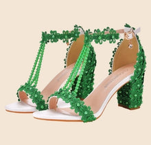Load image into Gallery viewer, Floral Beaded Laced Heels