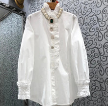 Load image into Gallery viewer, Bejeweled Ruffled Blouse