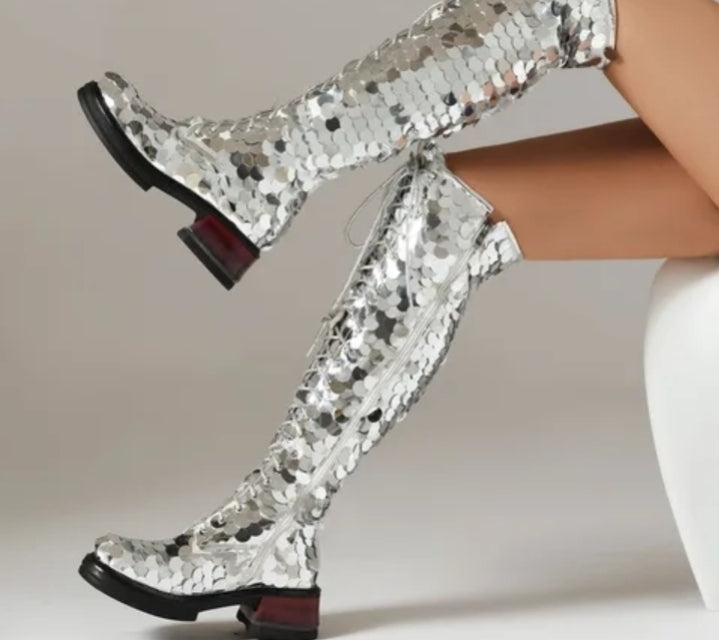 Silver Lining Sequins Boots