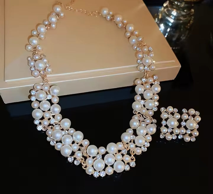 Pearl Choker & Earring Set