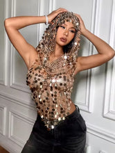 Load image into Gallery viewer, Hooded Sequins Tank Top
