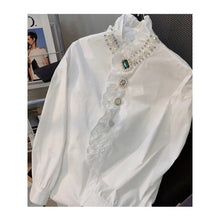 Load image into Gallery viewer, Bejeweled Ruffled Blouse
