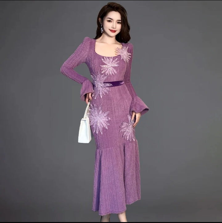 Lilac Bloom Knitted Dress
