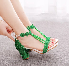 Load image into Gallery viewer, Floral Beaded Laced Heels

