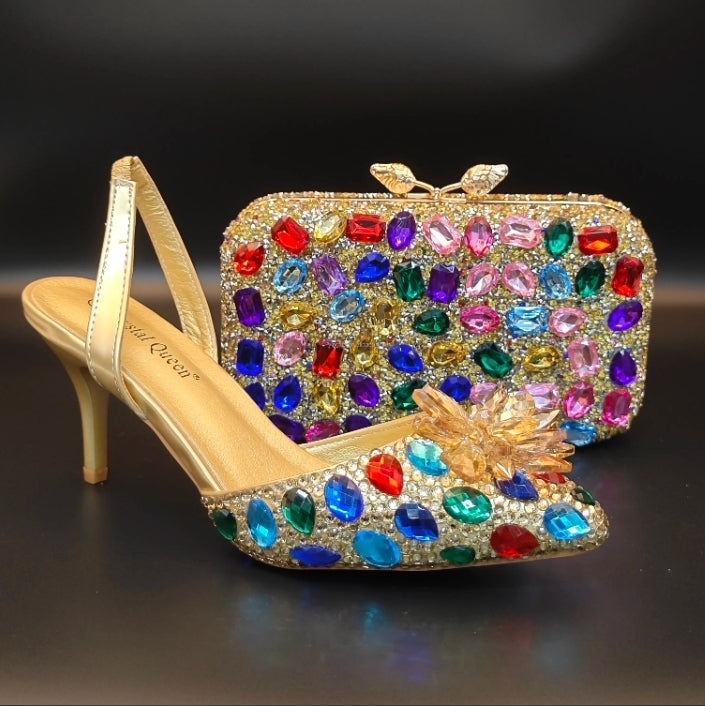 Matching Crystal Clutch & Heels