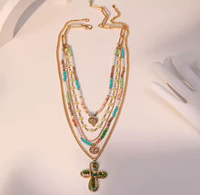 Load image into Gallery viewer, Multi-Layered Vintage Cross Necklace
