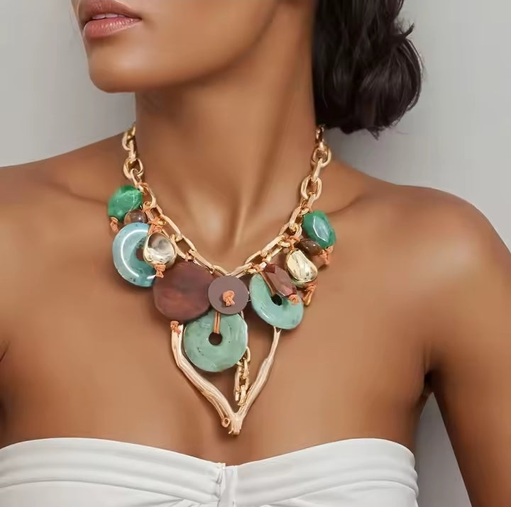 Link-Chain Heart Statement Necklace