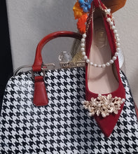 Load image into Gallery viewer, Bejeweled Red Velvet Heels
