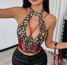Load image into Gallery viewer, Leopard Corset Crop Top
